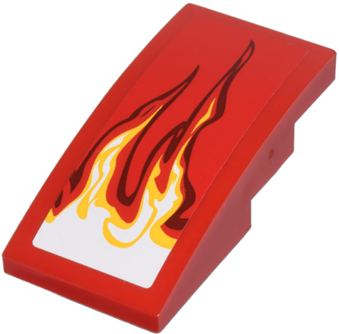Lego Slope, Curved 4 x 2 with White and Yellow Flames Pattern Model Left Side (Sticker) - Set 9441