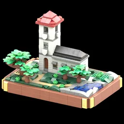 Medieval church with landscape