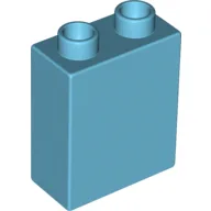 Duplo Brick 1 x 2 x 2 with 'LEGOLAND DISCOVERY CENTER' Print / Medium Azure