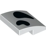 Brick Curved 2 x 2 x 2/3 with Black Dalmatian Spot Print / White