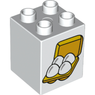 Lego Duplo Brick 2 x 2 x 2 with 4 Eggs in Box Print / White