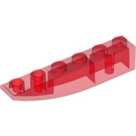 Lego Brick Curved Inverted 6 x 1 / Trans-Red
