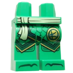 Hips and Bright Green Legs with Robes, Dark green Trim, Scales, Gold Symbol Print / Bright Green