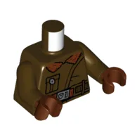 Torso, Coat, Pocket, Belt, Reddish Brown Fur Lining Print, Dark Brown Arms, Reddish Brown Hands / Dark Brown