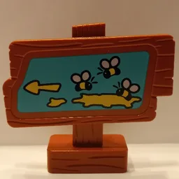 Duplo Sign, Wood Grain with Bees, Honey and Arrow Print / Dark Orange