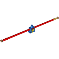 Lego Torso with Red Scarf and Yellow Lightning Bolt Print (Ms Marvel) Red Long Rubber Arms with Left Pearl Gold Cuff Print, Medium Nougat Hands / Blue