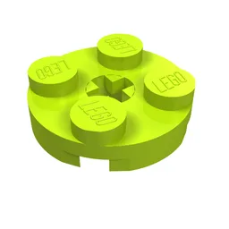 Plate Round 2 x 2 with Axle Hole Type 1 (+ Opening) / Lime