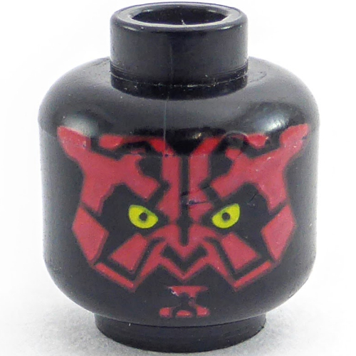 Lego Minifig Head Darth Maul, Red Face, Yellow Eyes Print / Black