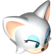 Lego Minifig Head Special, Rouge the Bat with Bright Light Blue Eyeshadow, Light Nougat Ears, Nose print / White