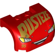 Vehicle Body, Wheel Arch / Mudguard 3 x 4 x 1 2/3 Curved with Front with Headlights, Grill and 'Rust-eze' Print / Red