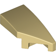 Lego Brick Wedged, Curved 2 x 1 with Stud Notch Right / Tan