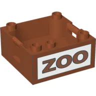 Duplo Container Box 4 x 4 with Studs on Corners with Zoo Print / Dark Orange