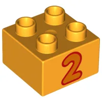Duplo Brick 2 x 2 with '2' Print