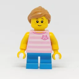 Kid, Bright Pink Torso, Blue Legs, Medium Nougat Hair