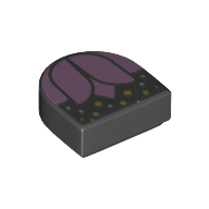 Lego Tile 1 x 1 Half Circle with Lavender Flower print