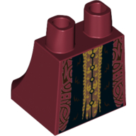 Lego Hips and Legs Under Dress/Robe Black Fur, Dark Brown Filigree, Gold Center Panel / Dark Red