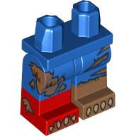Lego Hips and Blue Legs with Medium Nougat and Red Boot Pattern, Tears, Fur, White Claws print / Blue