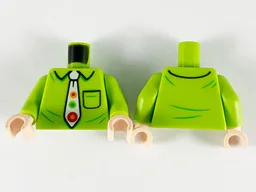 Torso Shirt with Collar and Pocket, White Tie with Orange, Red and Green Spots Pattern / Lime Arms / Light Nougat Hands