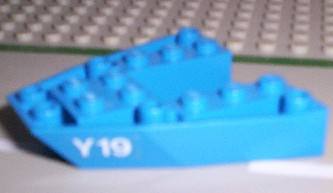 Lego Boat, Bow Brick 6 x 6 x 1 with 'Y19' Pattern on Both Sides (Stickers) - Set 6542