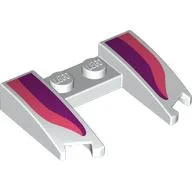 Brick Wedged, Curved 3 x 4 x 2/3 Cutout with Dark Purple/Coral Shapes Print / White