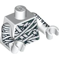 Lego Torso White and Green Bandage Wrapping Print, White Arms and Hands with Bandages Print / White