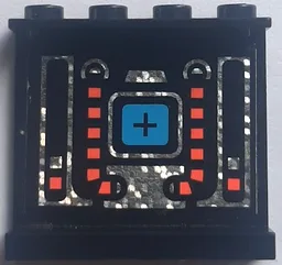 Panel 1 x 4 x 3 - Solid Studs with Blue, Red and Silver Space Mechanical Pattern on Inside (Sticker) - Set 6949