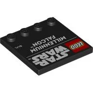 Plate Special 4 x 4, Studs on One Edge with 'LEGO STAR WARS MILLENNIUM FALCON' Print / Black