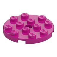 Lego Plate Round 4 x 4 with Pin Hole / Magenta