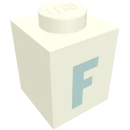 Brick 1 x 1 with Blue 'F' Print (Bold Font) / White