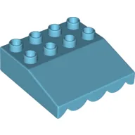 Duplo Roofpiece Slope 33 4 x 4 with Awning Overhang with 5 Bottom Tubes / Medium Azure