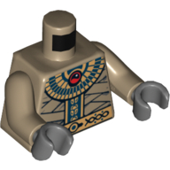 Lego Torso Bandage Wrapping with Gold Necklace and Gold Belt Print (Amset-Ra), Dark Tan Arms, Dark Bluish Gray Hands / Dark Tan