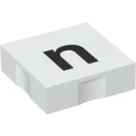 Duplo Tile 2 x 2 with Lowercase 'n' Print / White