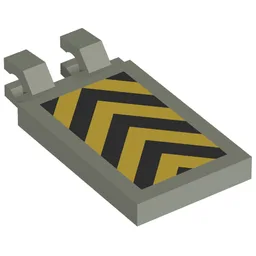 Tile Special 2 x 3 with Horizontal Clips with Yellow and Black Danger Chevron Print