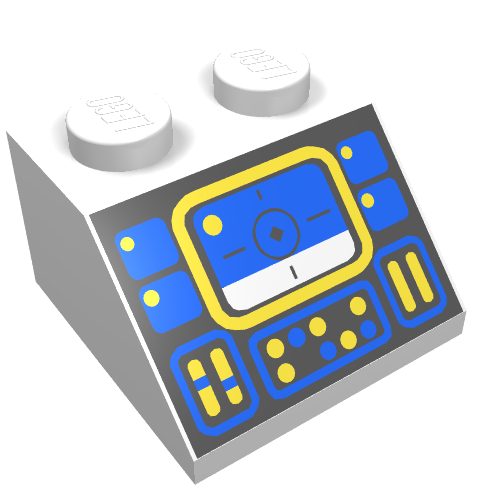 Lego Brick Sloped 45° 2 x 2 with Ice Planet Controls Print / White