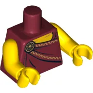 Torso, Toga with Gold Clasp Print, Yellow Arms and Hands / Dark Red