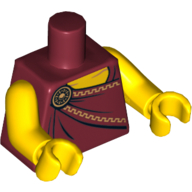 Lego Torso Toga with Gold Clasp Print, Yellow Arms and Hands / Dark Red