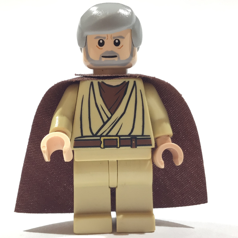 Lego Obi-Wan Kenobi, Old, Tan Robes, Hair, Reddish Brown Cape