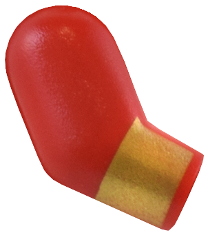 Lego Arm, Right with Gold Cuff / Stripe Pattern / Red