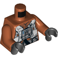 Lego Torso Flight Suit with Straps and Black Hose Print, Dark Orange Arms, Black Hands / Dark Orange