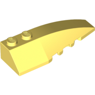 Lego Brick Wedged, Curved 6 x 2 Right, Inner Ridges / Bright Light Yellow