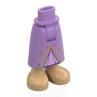 Lego Minidoll Hips and Skirt with Exposed Ankles with Lavender Underdress, Gold Stars, Warm Tan Shoes print / Medium Lavender