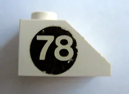 Slope 45 2 x 1 without Bottom Tube with '78' on Black Circle Pattern Model Left Side (Sticker) - Set 619