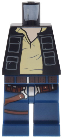 Lego Body SMART Minifigure, Torso with Dark Blue Hips and Legs with SW Han Solo Black Vest with Pockets Pattern