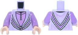 Torso Robe with Silver Trim Layers, Metallic Pink Clasp and Swirls over Medium Lavender Top with Buttons Pattern / Medium Lavender Arms / Light Nougat Hands / Lavender