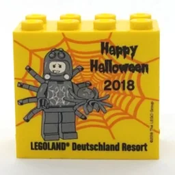 Brick 2 x 4 x 3 with 'LEGOLAND Deutschland Resort Happy Halloween 2018' Print / Yellow