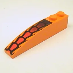 Brick Curved 6 x 1 with Repeating Red and Black Scales Print / Orange