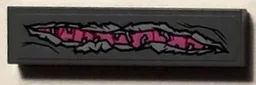 Tile 1 x 4 with Long Rip Exposing Bright Pink Abilisk Skin Pattern (Sticker) - Set 76081 / Dark Bluish Gray