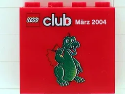 Brick 2 x 4 x 3 with Lego Club, März 2004 and Ollie Pattern