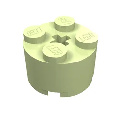 Brick Round 2 x 2 with Axle Hole / Yellowish Green
