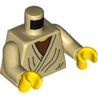 Lego Torso Robe, Reddish Brown Shirt / '20 YEARS LEGO STAR WARS' Print (Obi-Wan), Tan Arms, Yellow Hands / Tan